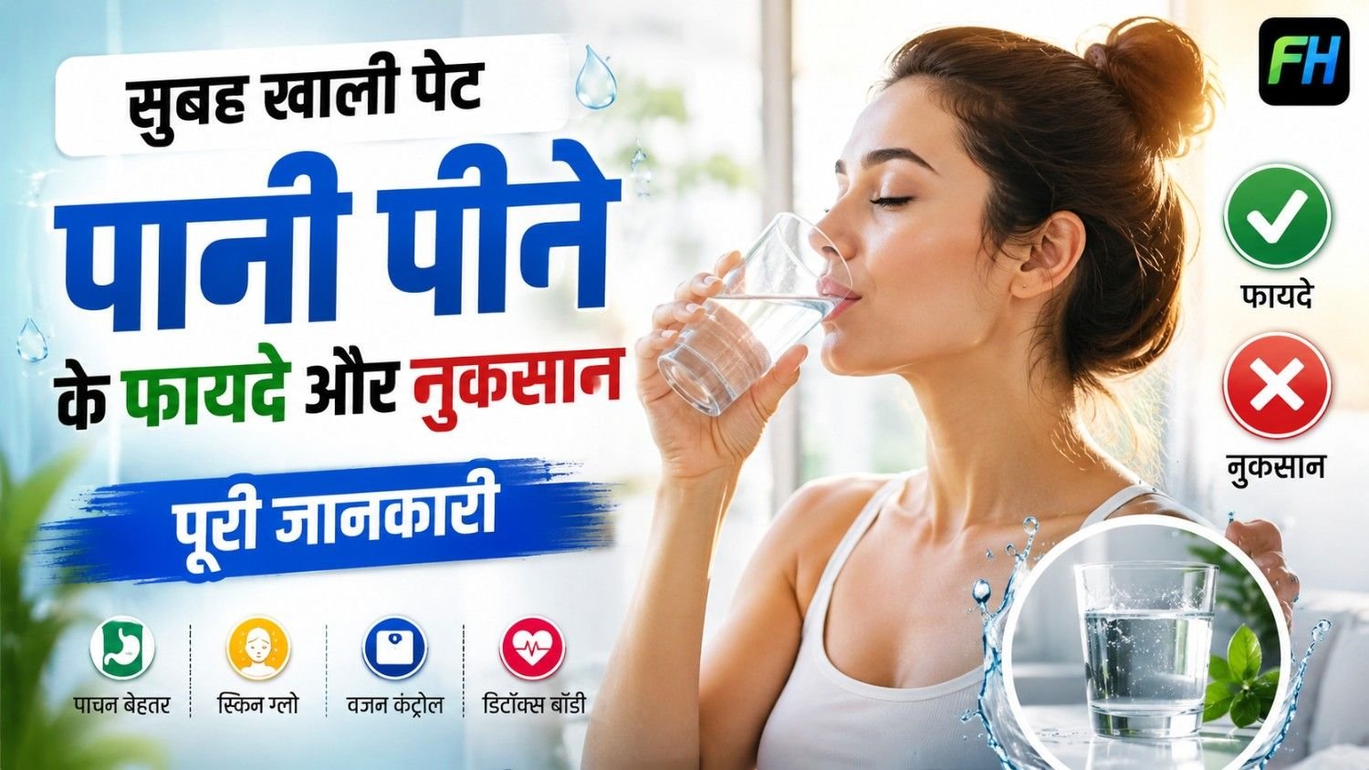 सुबह खाली पेट पानी पीने के फायदे और नुकसान